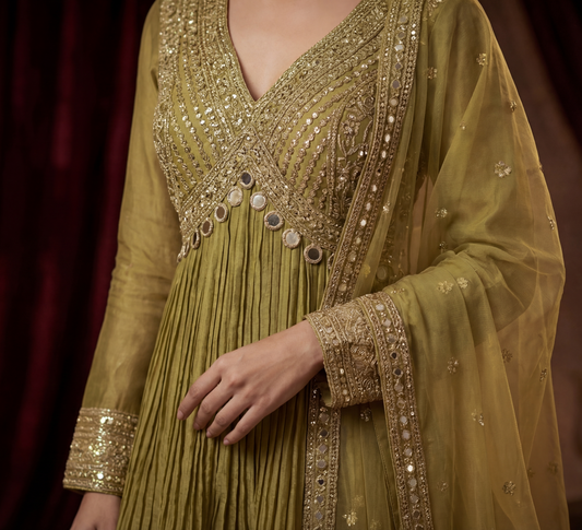 Olive Peplum Gharara