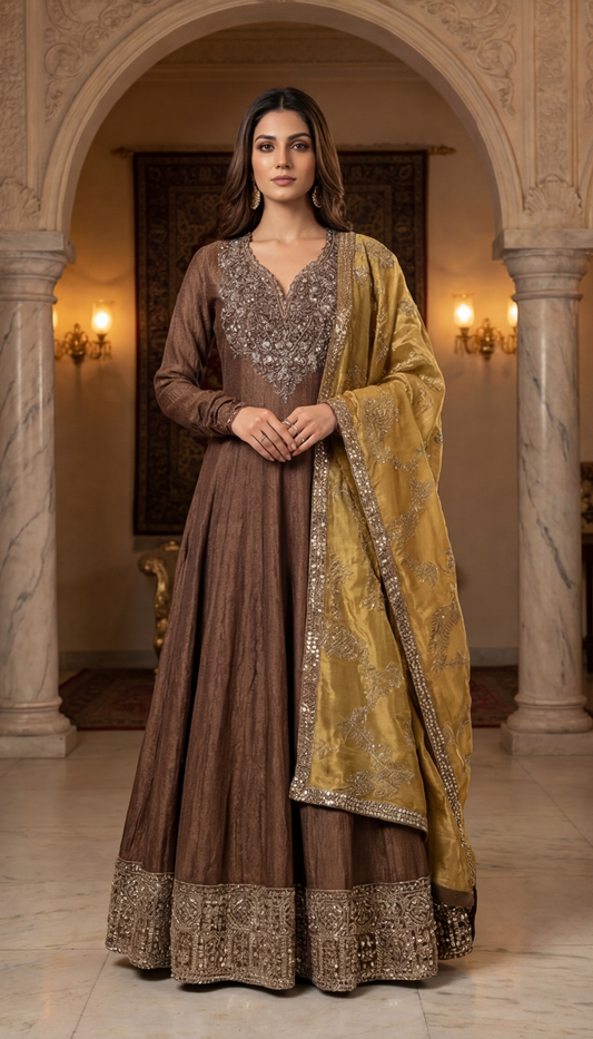 Mocha Gold Anarkali